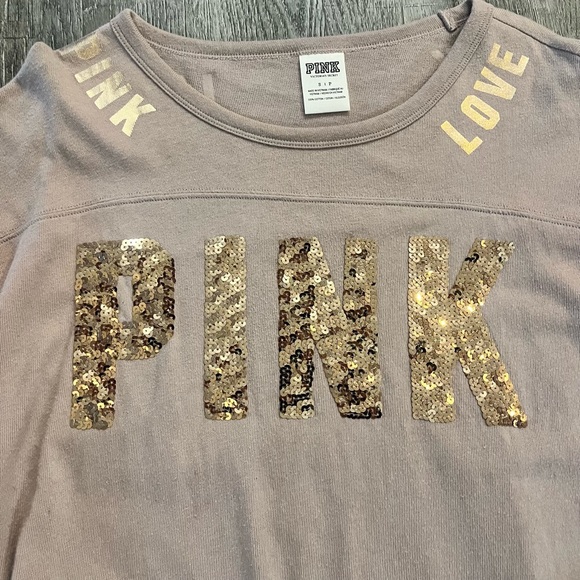 PINK Victoria’s Secret three quarter length shirt - taupe color. - Picture 3 of 5